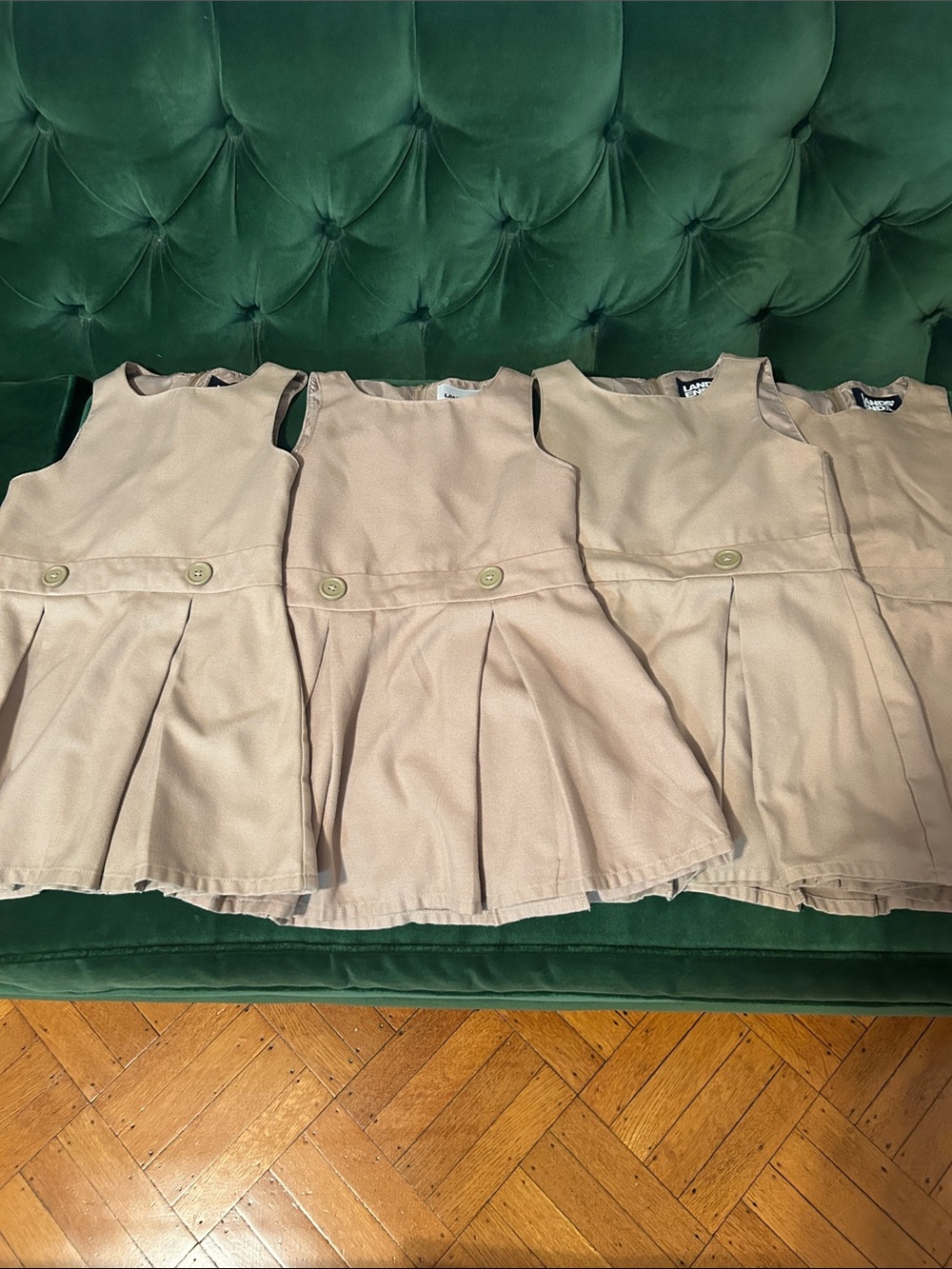 Lands' End Beige School Jumper Dresses, Set of 4, Size 4T